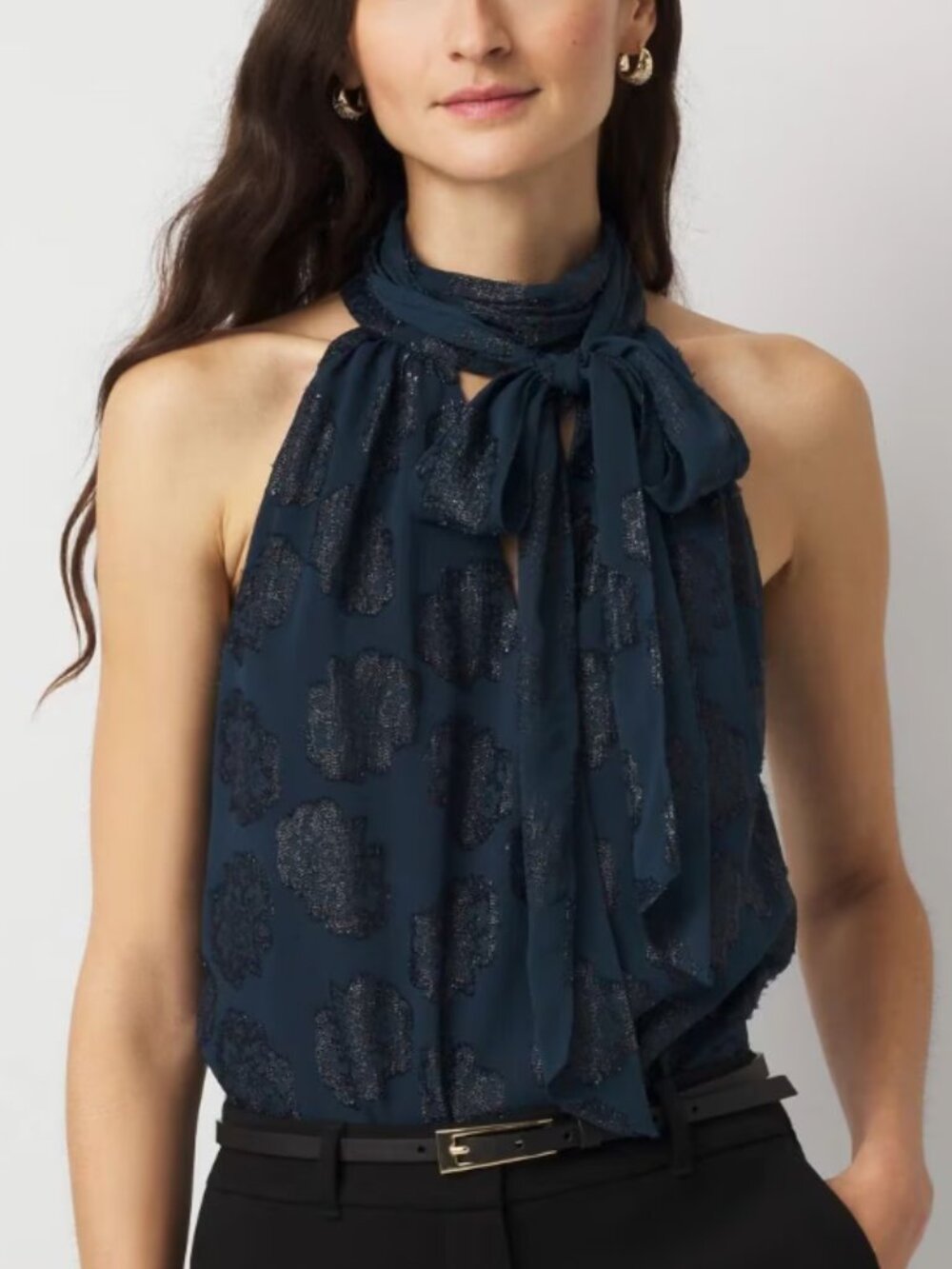 Floral Tie-Neck Halter Blouse